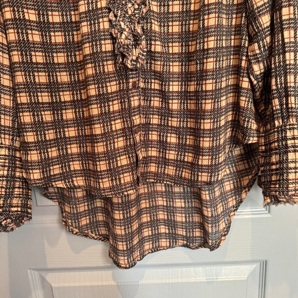 Free People FP One Plaid  Miles Tuxedo Shirt Tunic Flowy Women's Size Small READ - Picture 7 of 16